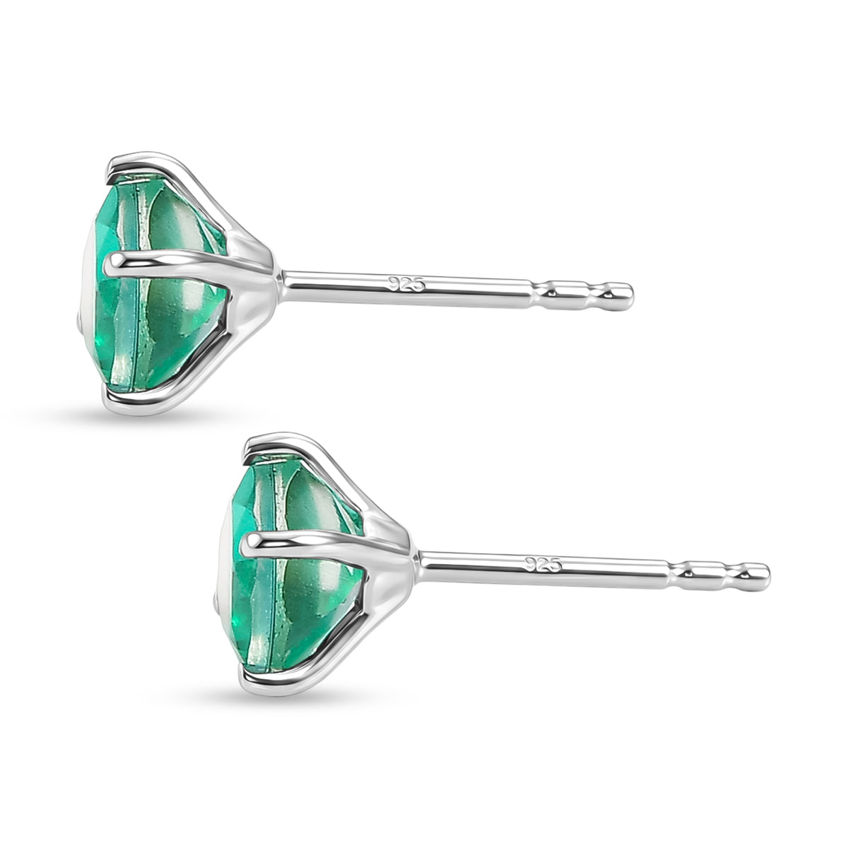 Peacock Triplet Quartz Stud Push Post Earring in Platinum Overlay Sterling Silver 1.95 Ct. V32528222 4