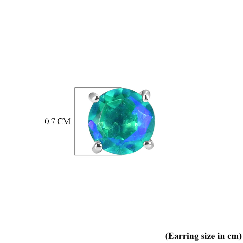 Peacock Triplet Quartz Stud Push Post Earring in Platinum Overlay Sterling Silver 1.95 Ct._8540586_4