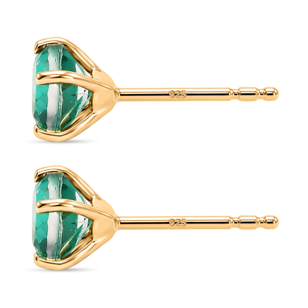 Peacock Triplet Quartz Stud Push Post Earring in Yellow Gold Plated Sterling Silver 1.95 Ct._8540587_3
