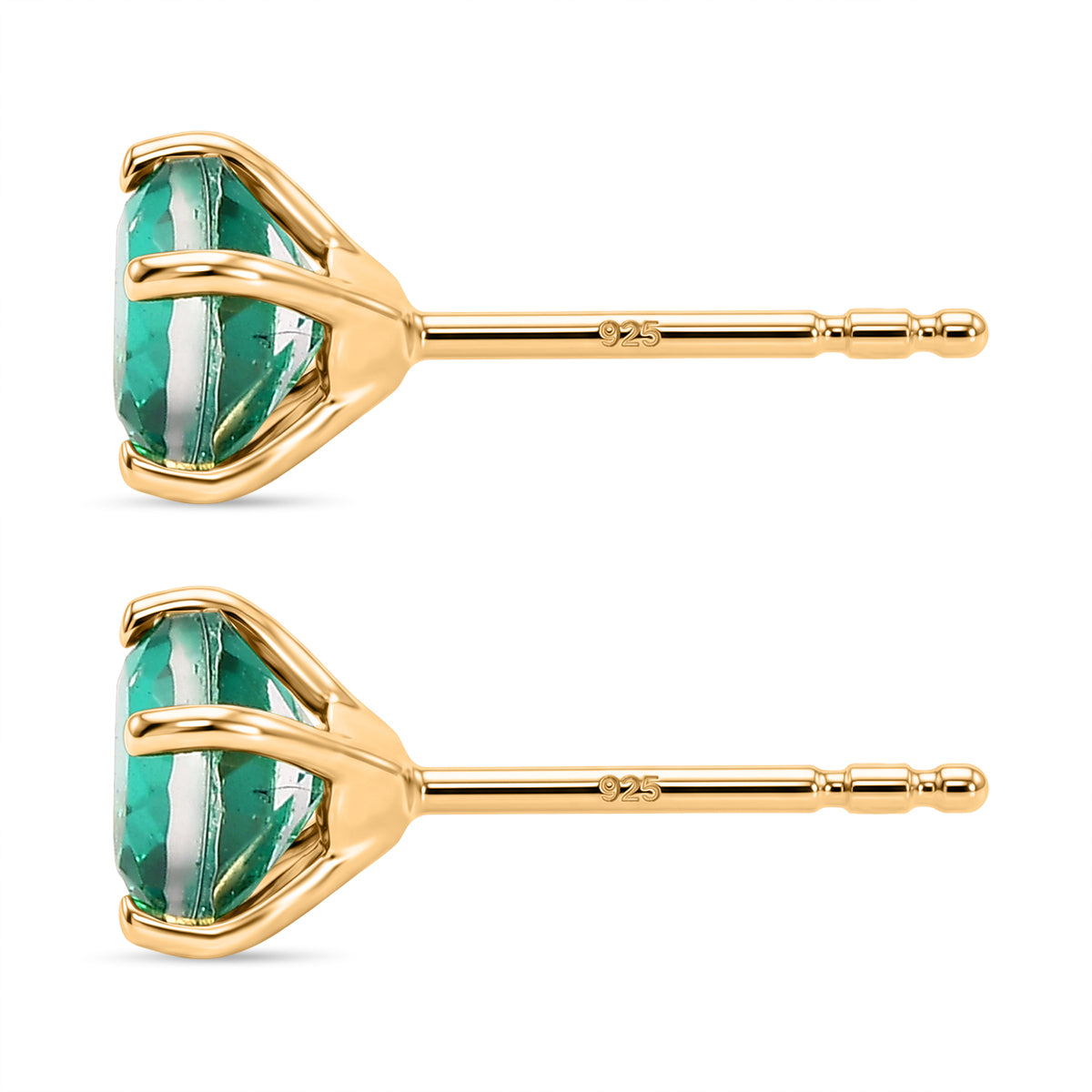 Peacock Triplet Quartz Stud Push Post Earring in Yellow Gold Plated Sterling Silver 1.95 Ct. V32519322 4