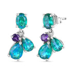 D'Joy - Peacock Triplet Quartz & African Amethyst Dangling Earring with Push Post in Platinum Overlay Sterling Silver 3.61 Ct._8540649