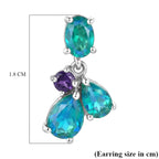 D'Joy - Peacock Triplet Quartz & African Amethyst Dangling Earring with Push Post in Platinum Overlay Sterling Silver 3.61 Ct.