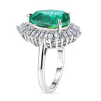 D'Joy - Peacock Triplet Quartz & Moissanite Pear Cut Halo Ring in Rhodium Overlay Sterling Silver 6.54 Ct._8540855_3