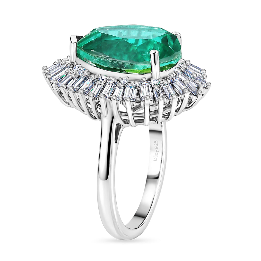 D'Joy - Peacock Triplet Quartz & Moissanite Pear Cut Halo Ring in Rhodium Overlay Sterling Silver 6.54 Ct._8540856_3