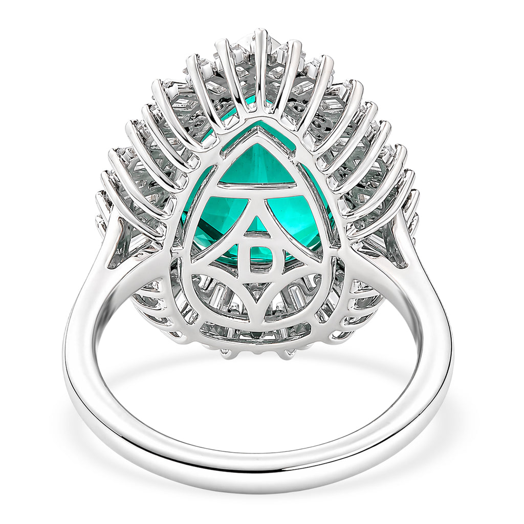 D'Joy - Peacock Triplet Quartz & Moissanite Pear Cut Halo Ring in Rhodium Overlay Sterling Silver 6.54 Ct._8540856_4