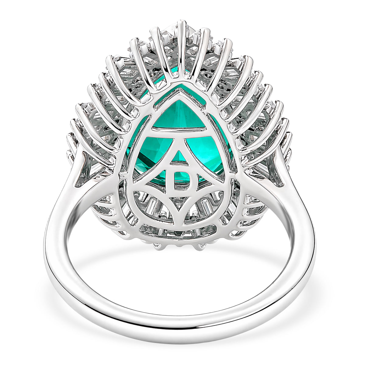 D'Joy - Peacock Triplet Quartz &amp; Moissanite Pear Cut Halo Ring in Rhodium Overlay Sterling Silver 6.54 Ct. V32523861 5