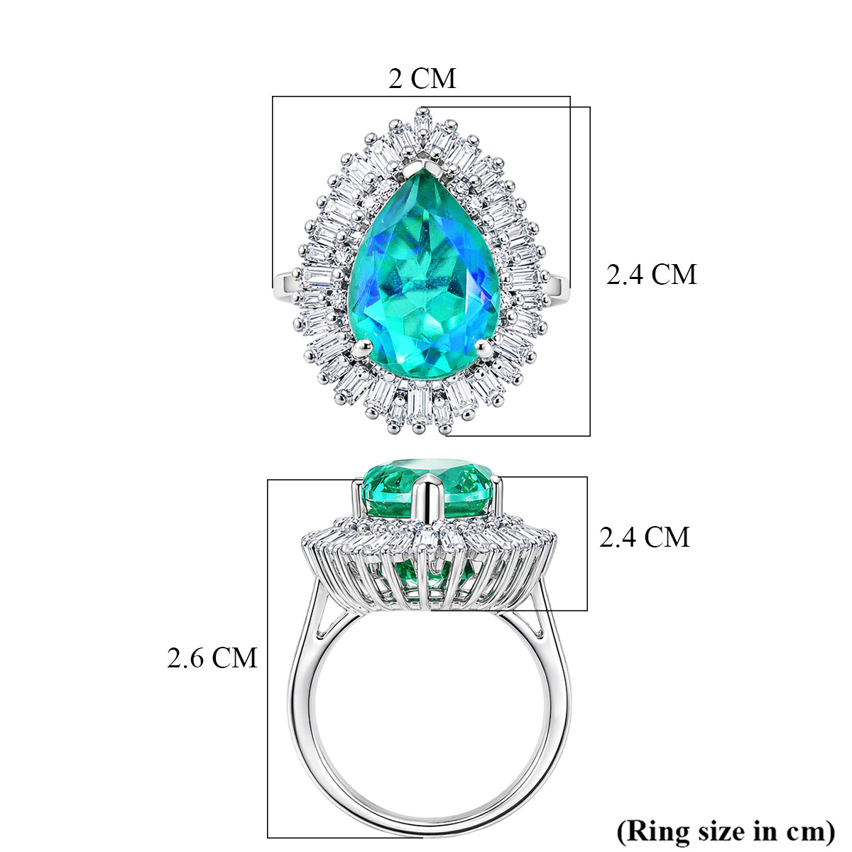 D'Joy - Peacock Triplet Quartz &amp; Moissanite Pear Cut Halo Ring in Rhodium Overlay Sterling Silver 6.54 Ct. V32523861 6