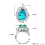 D'Joy - Peacock Triplet Quartz & Moissanite Pear Cut Halo Ring in Rhodium Overlay Sterling Silver 6.54 Ct._8540856_5