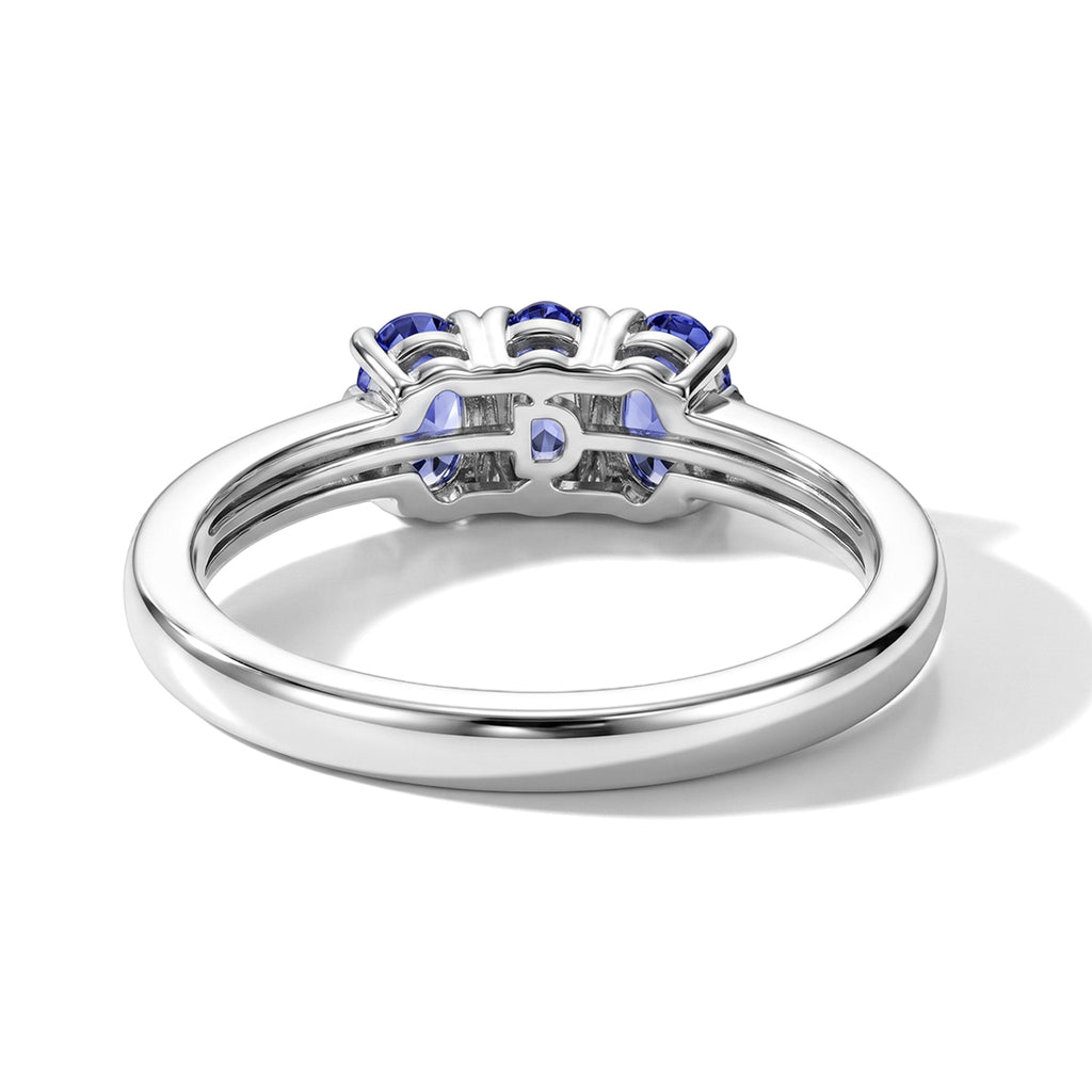 Royal Bali Collection - D'Joy Tanzanite & Lab Grown Diamond Ring in Rhodium Overlay Sterling Silver 0.70 Ct._8541738_4