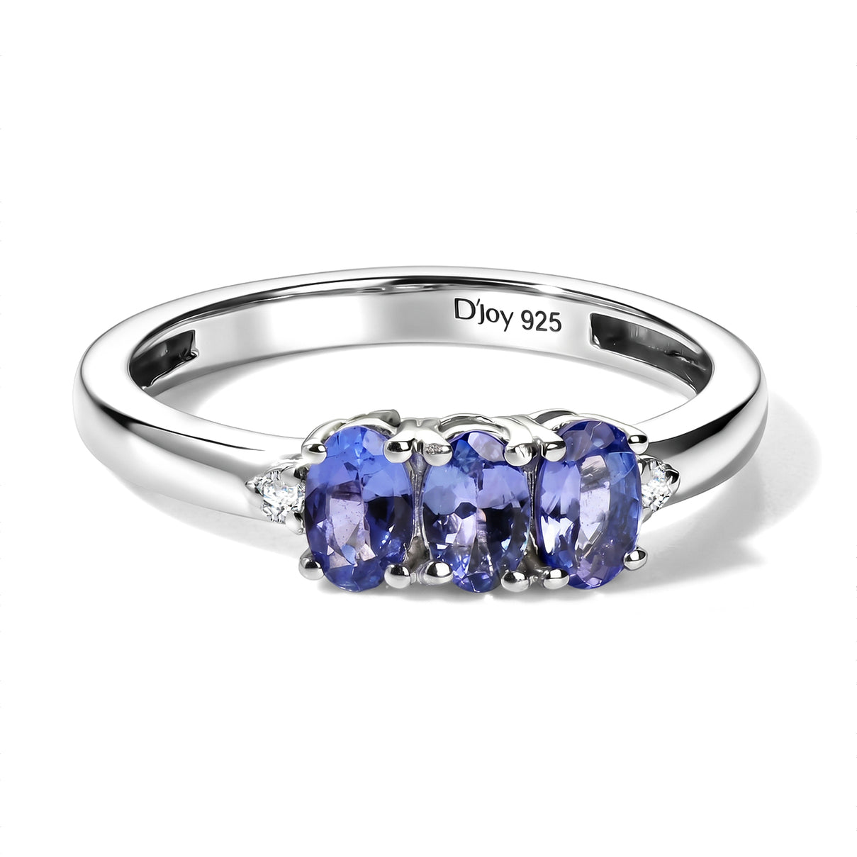D'Joy Tanzanite &amp; Lab Grown Diamond Ring in Rhodium Overlay Sterling Silver 0.70 Ct. V32540347 0