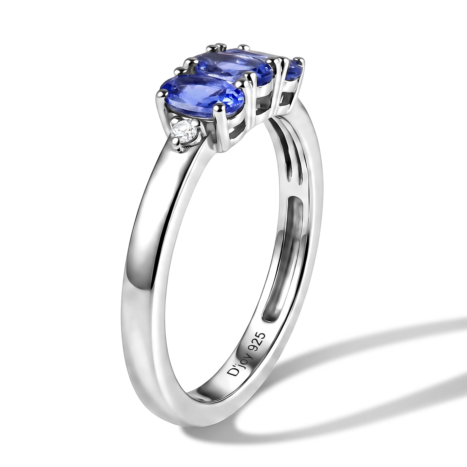 D'Joy Tanzanite &amp; Lab Grown Diamond Ring in Rhodium Overlay Sterling Silver 0.70 Ct. V32540347 2