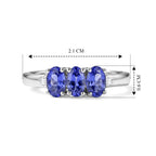Royal Bali Collection - D'Joy Tanzanite & Lab Grown Diamond Ring in Rhodium Overlay Sterling Silver 0.70 Ct._8541739_5