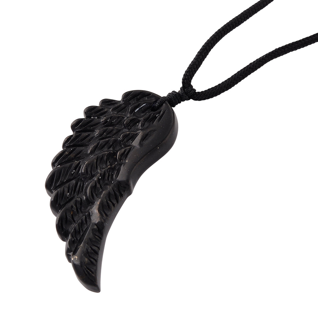 Natural Shungite Carved Angel Wing Adjustable Necklace (Size - 27) 30.00 Ct._8542244_3