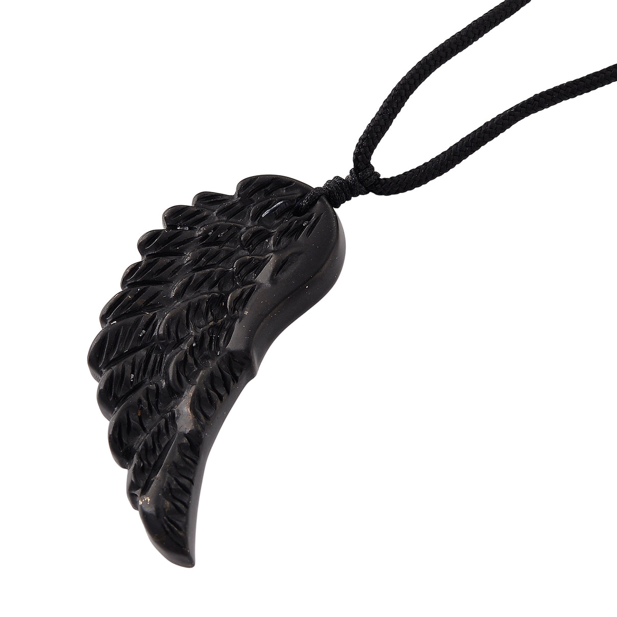 Natural Shungite Carved Angel Wing Adjustable Necklace (Size - 27) 30.00 Ct. 8542244 4