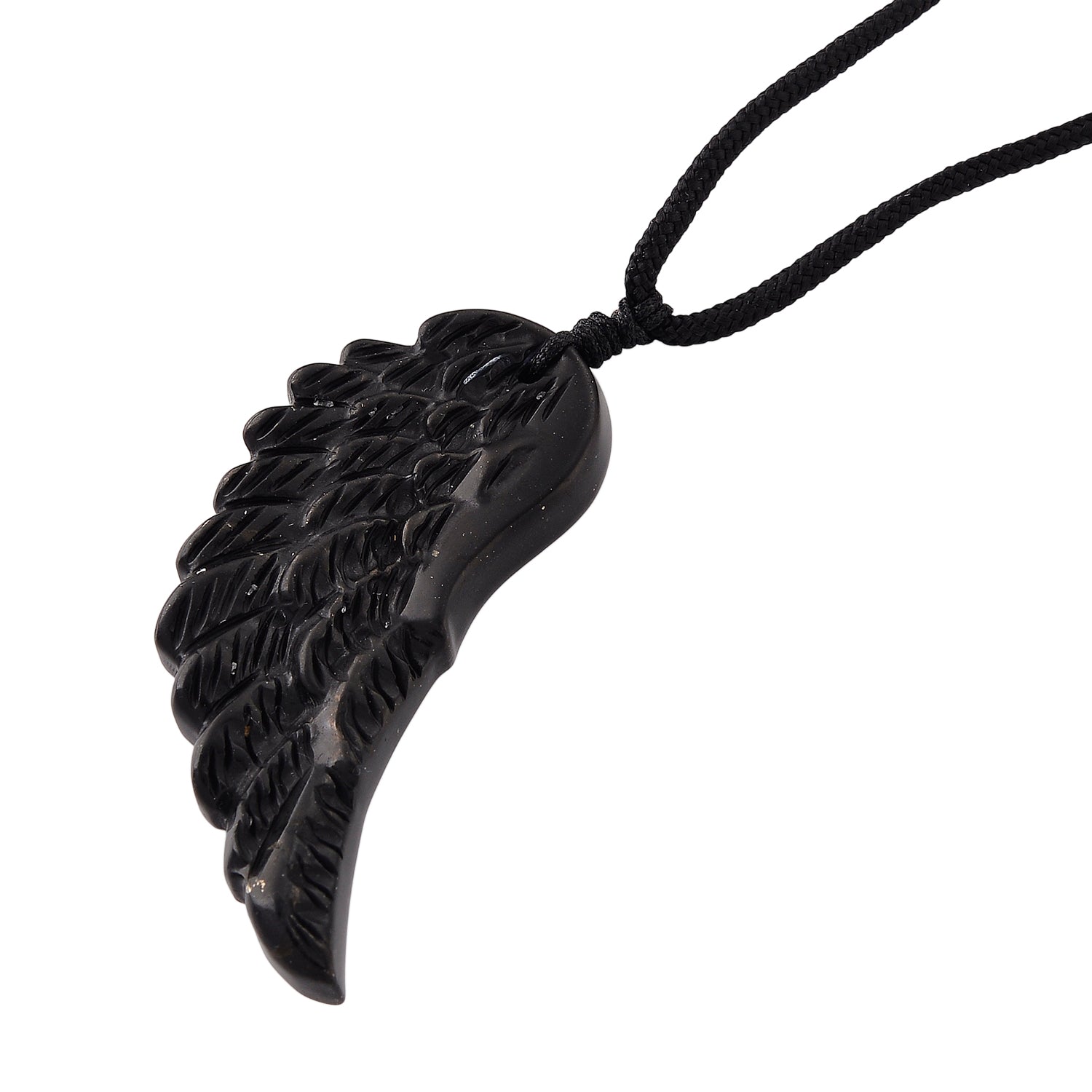 Natural Shungite Carved Angel Wing Adjustable Necklace (Size - 27) 30.00 Ct. 8542244 4