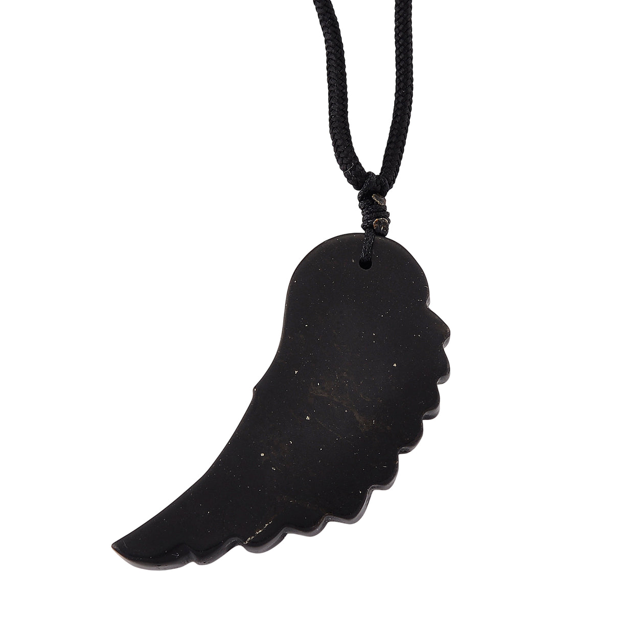 Natural Shungite Carved Angel Wing Adjustable Necklace (Size - 27) 30.00 Ct. 8542244 5