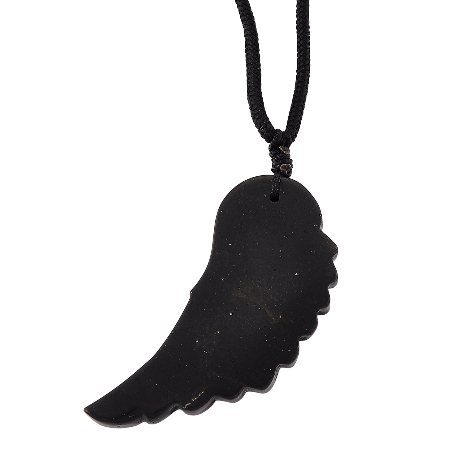 Natural Shungite Carved Angel Wing Adjustable Necklace (Size - 27) 30.00 Ct. 8542244 5