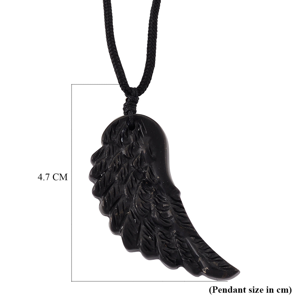 Natural Shungite Carved Angel Wing Adjustable Necklace (Size - 27) 30.00 Ct._8542244_6