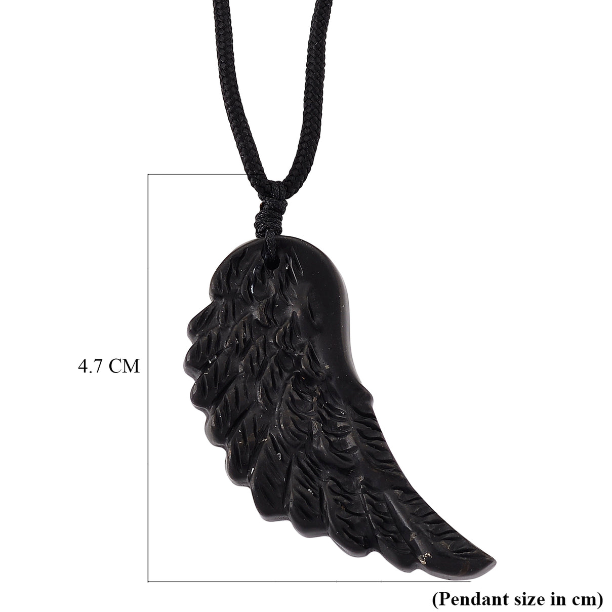 Natural Shungite Carved Angel Wing Adjustable Necklace (Size - 27) 30.00 Ct. 8542244 7