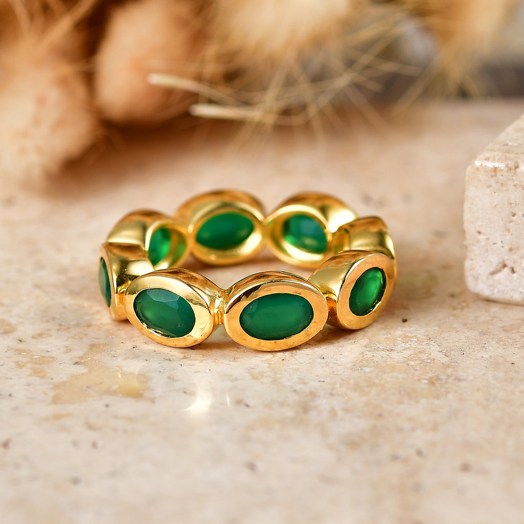 EverTrue - Green Onyx Band Ring in Yellow Gold Tone 4.60 Ct._8542589_2