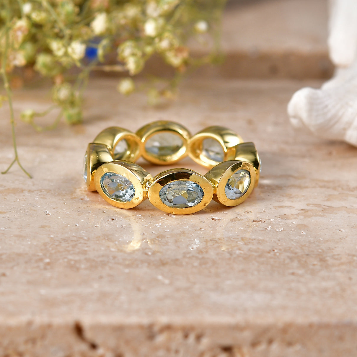EverTrue - Skyblue Topaz Band Ring in Yellow Gold Tone 5.25 Ct. 8542592 2