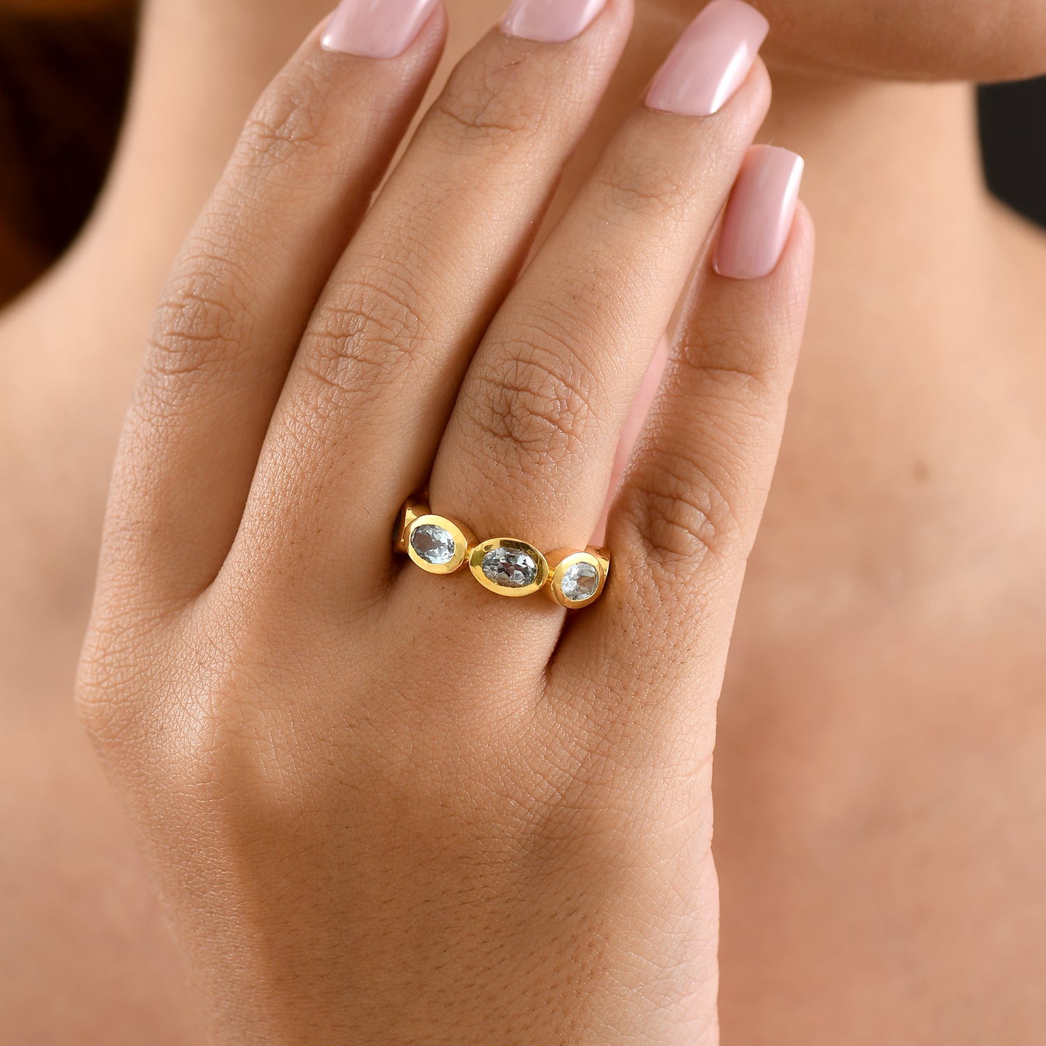EverTrue Skyblue Topaz Band Ring Pure Yellow Brass  5.830  Ct. 8542599 1