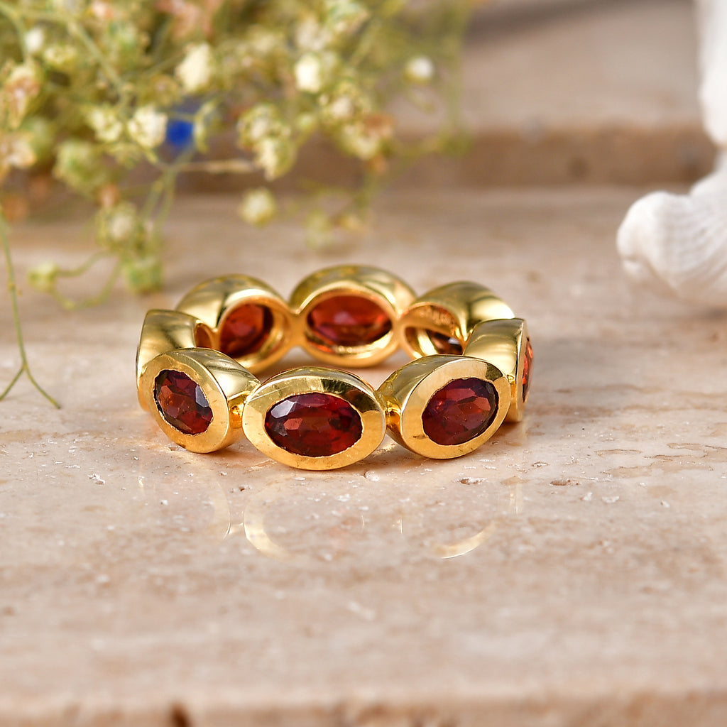 EverTrue Red Garnet Band Ring Pure Yellow Brass  6.450  Ct._8542612_2