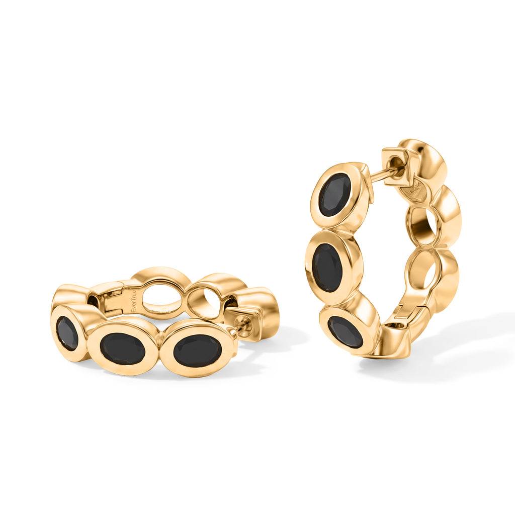 EverTrue - Black Spinel Full Hoop Earring in Yellow Gold Tone 4.80  Ct._8542629