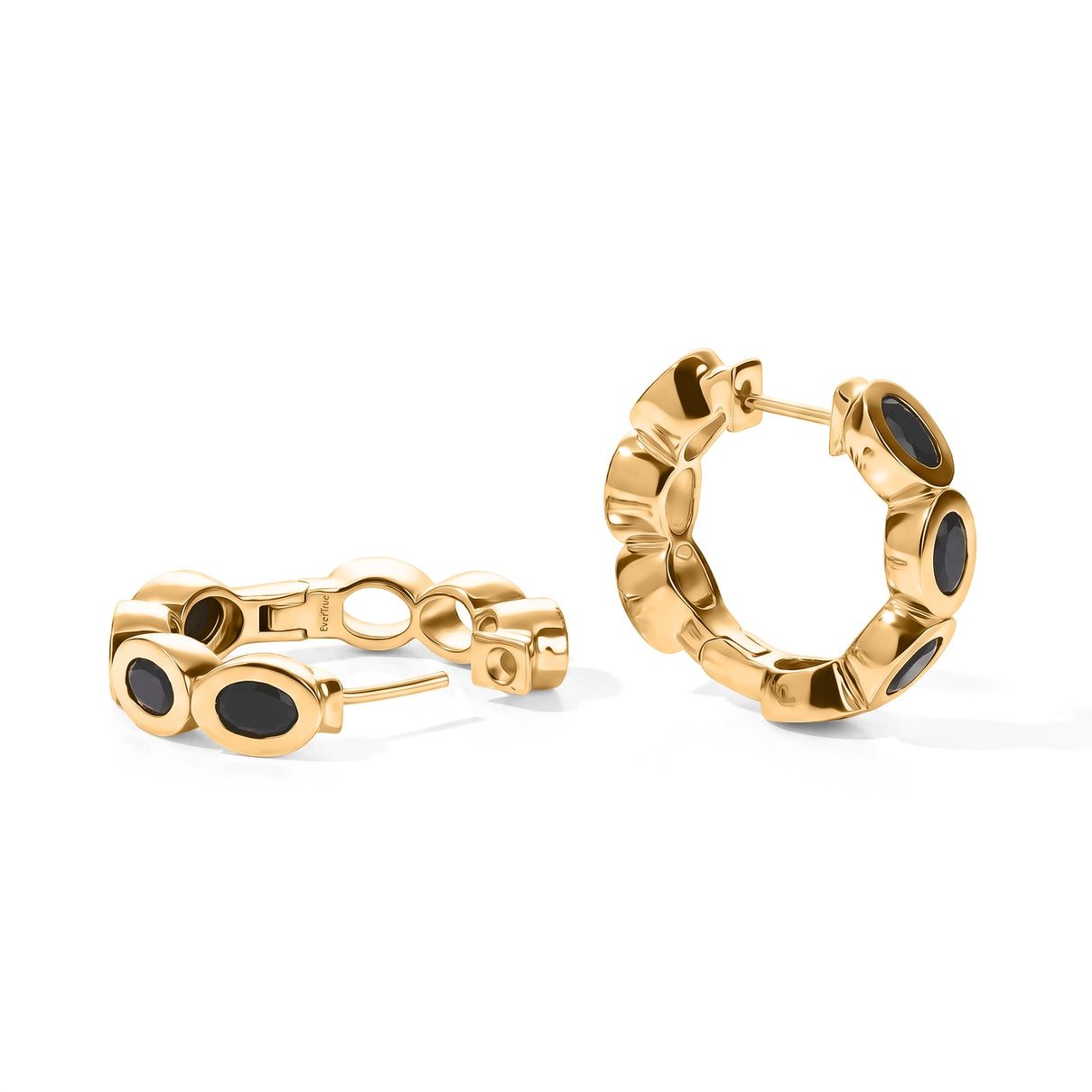 EverTrue - Black Spinel Full Hoop Earring in Yellow Gold Tone 4.80  Ct. 8542629 3