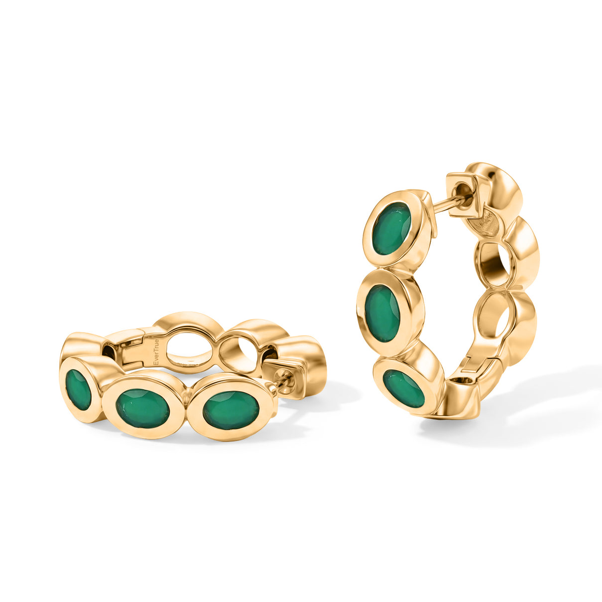 EverTrue - Green Onyx Full Hoop Earring in Yellow Gold Tone 3.68 Ct. 8542632 0