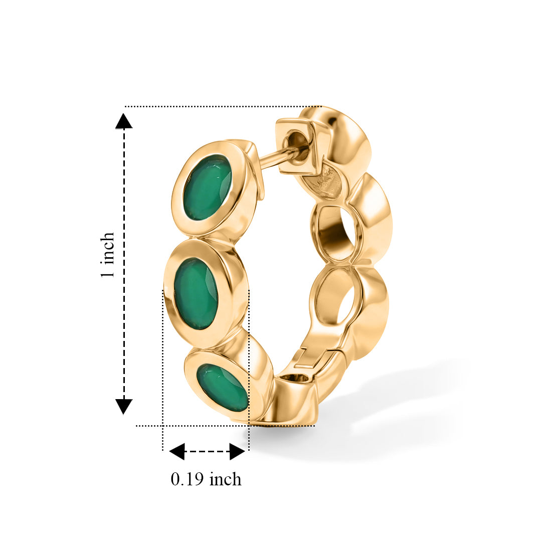 EverTrue - Green Onyx Full Hoop Earring in Yellow Gold Tone 3.68 Ct. 8542632 4