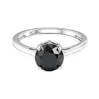 Close Out Deal  - 9K White Gold Natural Black Diamond Solitaire Ring 2.00 Ct_8542717