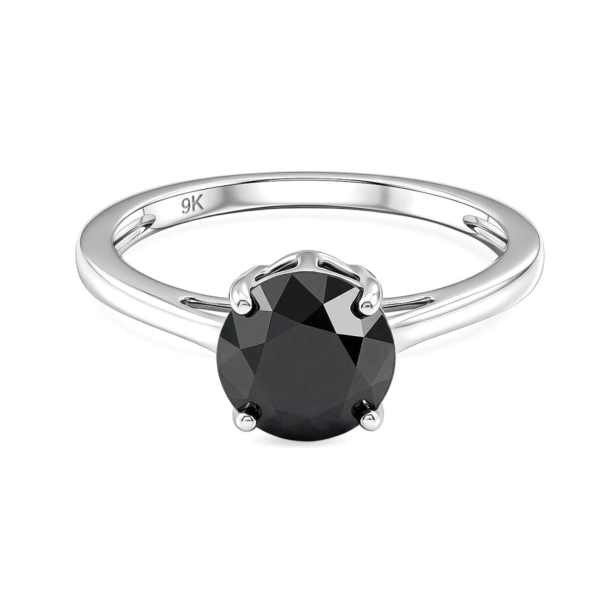 Close Out Deal  - 9K White Gold Natural Black Diamond Solitaire Ring 2.00 Ct 8542717 0