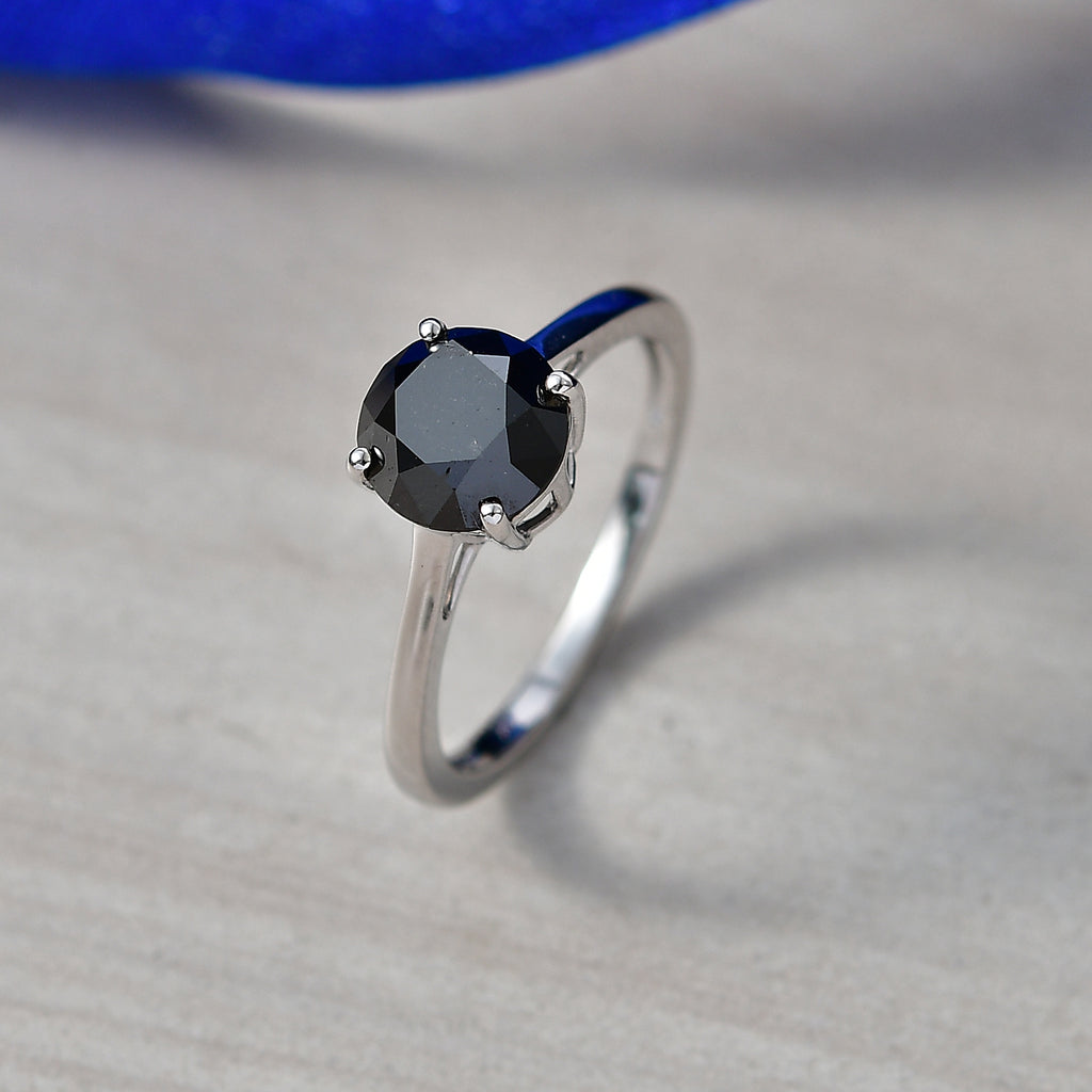 Close Out Deal  - 9K White Gold Natural Black Diamond Solitaire Ring 2.00 Ct_8542717_2