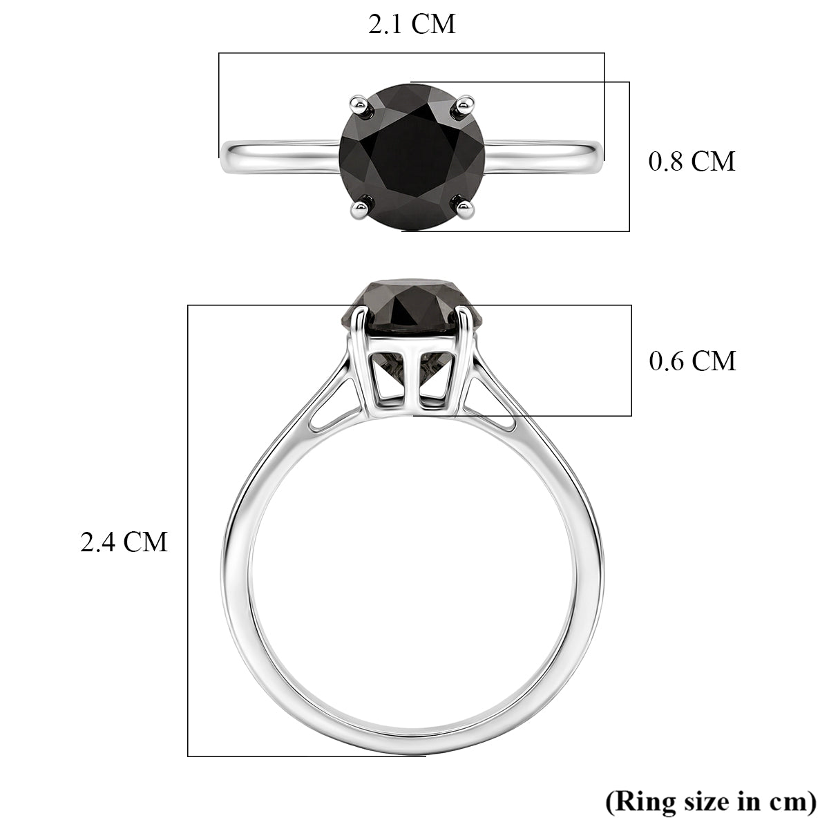 Close Out Deal  - 9K White Gold Natural Black Diamond Solitaire Ring 2.00 Ct 8542717 6