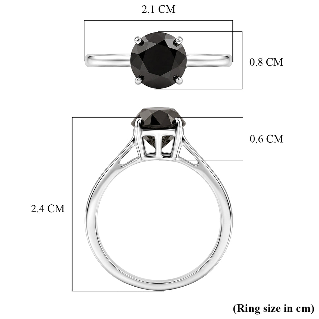 Close Out Deal  - 9K White Gold Natural Black Diamond Solitaire Ring 2.00 Ct_8543714_5