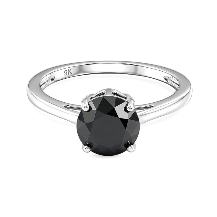 Close Out Deal  - 9K White Gold Natural Black Diamond Solitaire Ring 2.00 Ct V32558419 1