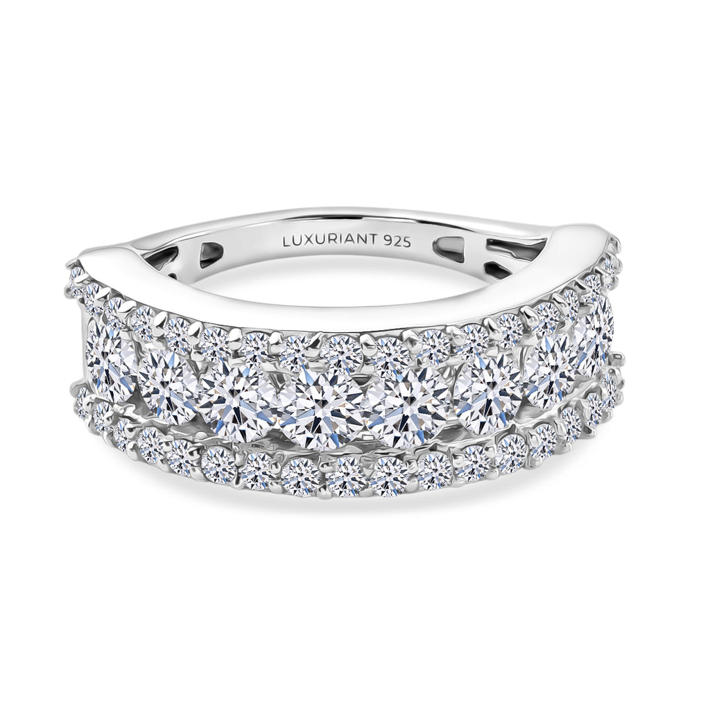 Luxuriant - Lab Grown Diamond (SI/G-H) Band Ring in Rhodium Overlay Sterling Silver 2.10 Ct._8543721