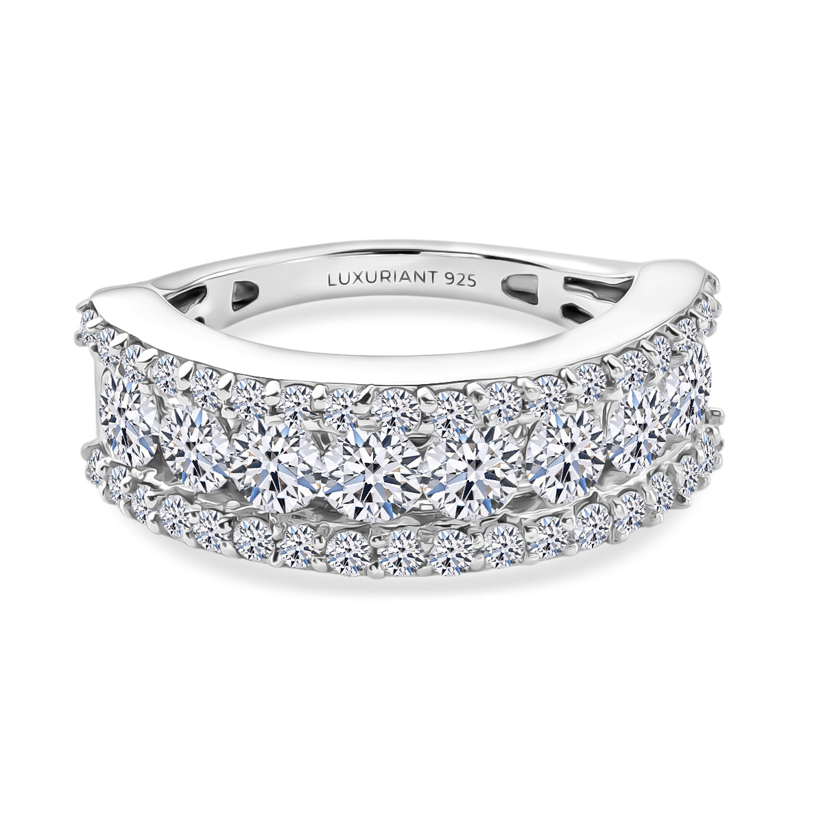 Luxuriant - Lab Grown Diamond (SI/G-H) Band Ring in Rhodium Overlay Sterling Silver 2.10 Ct. 8543721 0