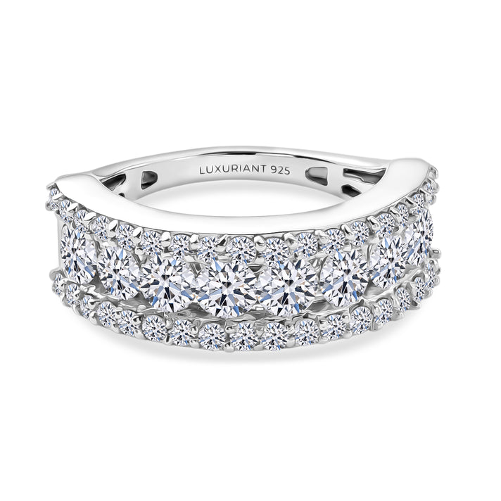 Luxuriant - Lab Grown Diamond (SI/G-H) Band Ring in Rhodium Overlay Sterling Silver 2.10 Ct. 8543721 1