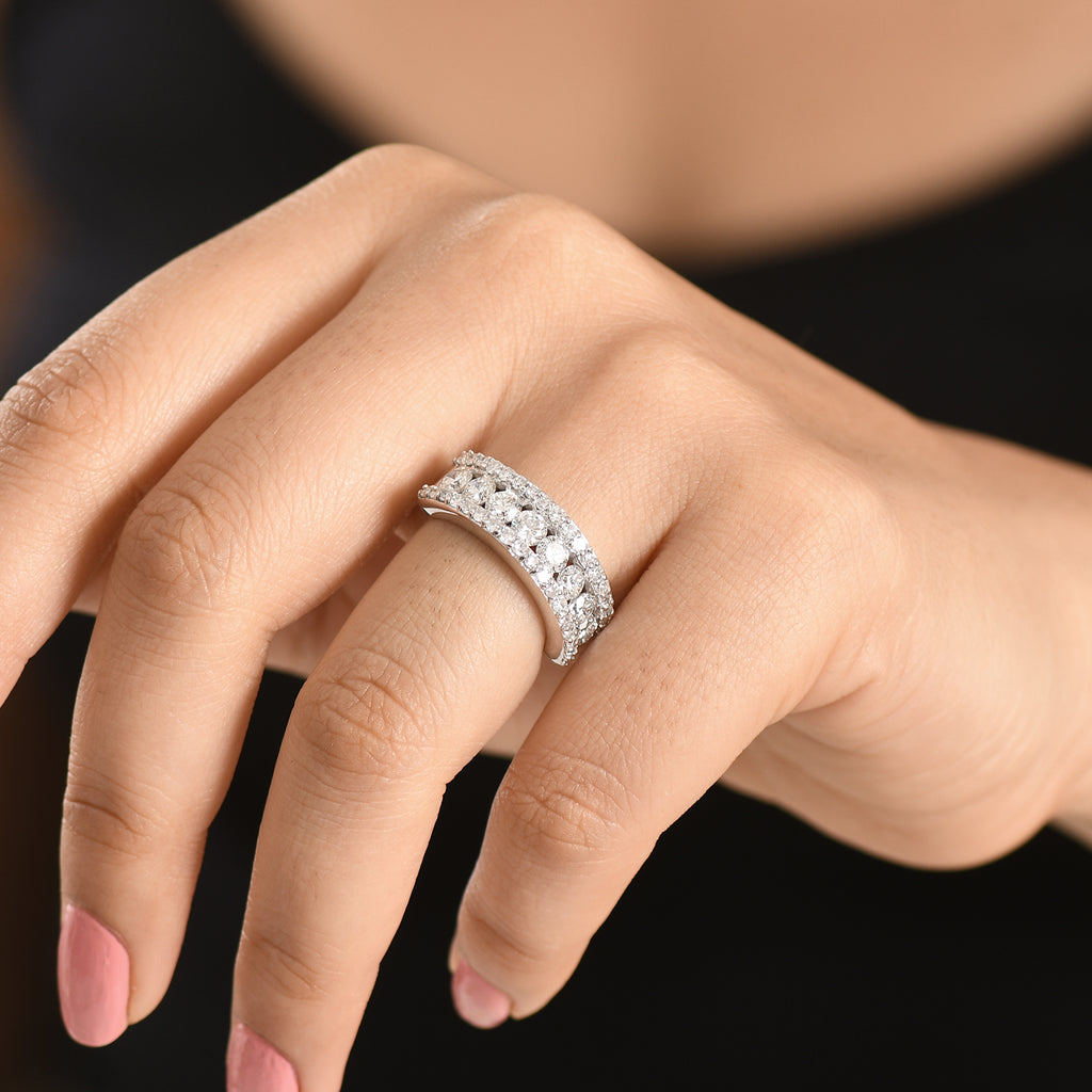 Luxuriant - Lab Grown Diamond (SI/G-H) Band Ring in Rhodium Overlay Sterling Silver 2.10 Ct._8543721_1