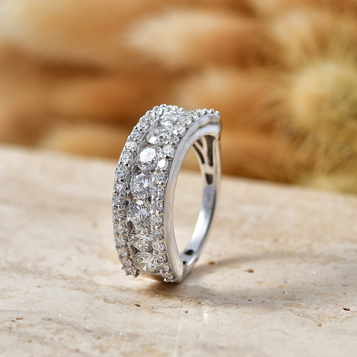 Luxuriant - Lab Grown Diamond (SI/G-H) Band Ring in Rhodium Overlay Sterling Silver 2.10 Ct. 8543721 3