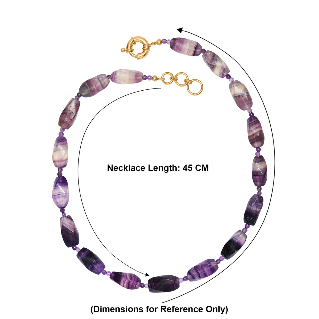 One Time Deal- Multi Fluorite & African Amethyst Beads Necklace (Size - 18+1 Ext) in Yellow Gold Tone 340.00 Ct._8543933_5