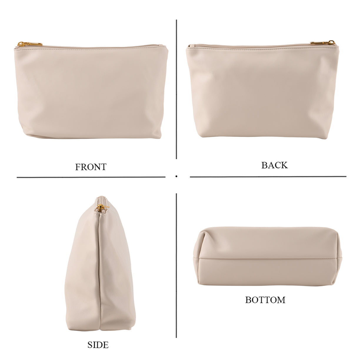2 Piece Genuine Leather Woven Tote Bag with Matching Removable Zip Pouch - Off White V32512675 7