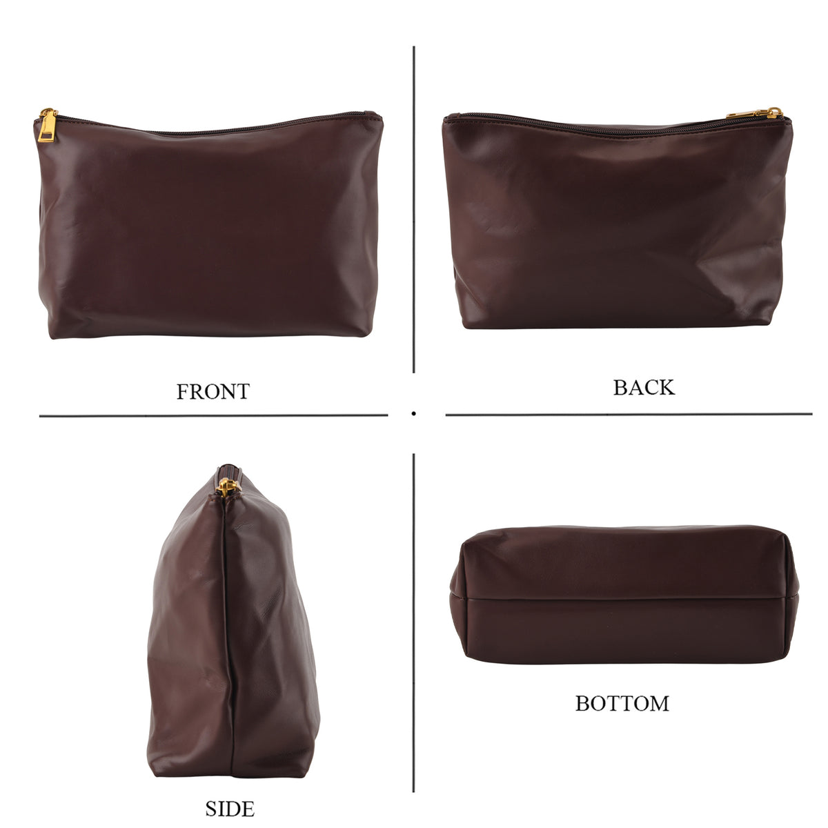 2 Piece Genuine Leather Woven Tote Bag with Matching Removable Zip Pouch - Dark Brown V32512585 7
