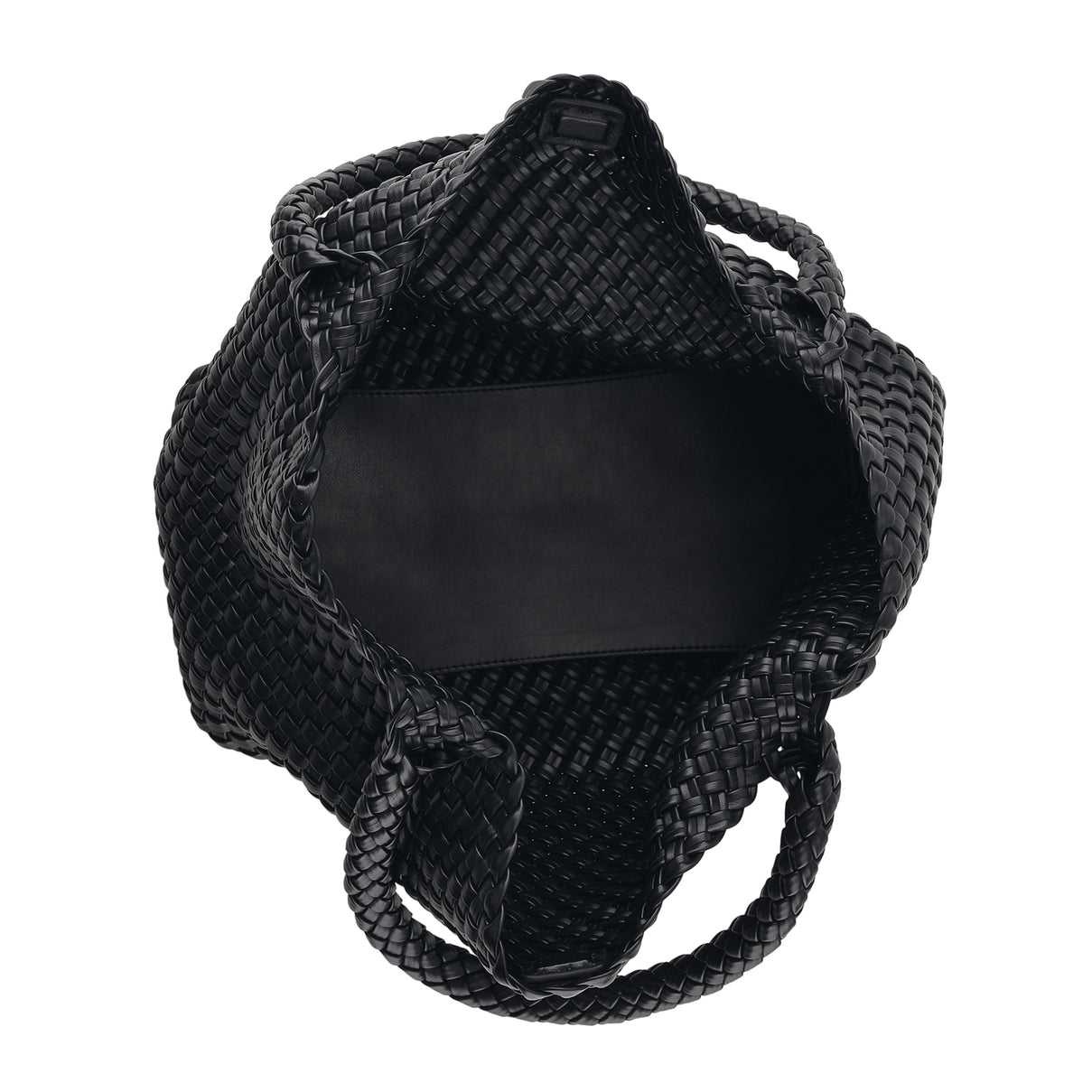 2 Piece Genuine Leather Woven Tote Bag with Matching Removable Zip Pouch - Black V32512455 5
