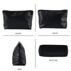 2 Piece Genuine Leather Woven Tote Bag with Matching Removable Zip Pouch - Black_8544860_8
