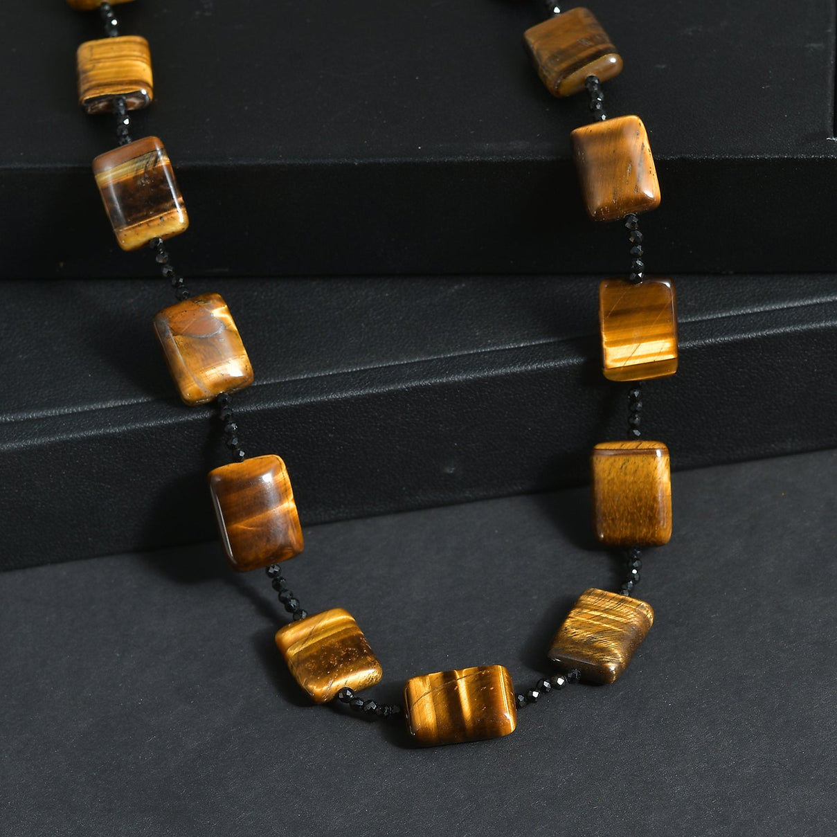 Tigers Eye &amp; Black Spinel Necklace (Size - 26) 280.00 Ct. V32362474 3