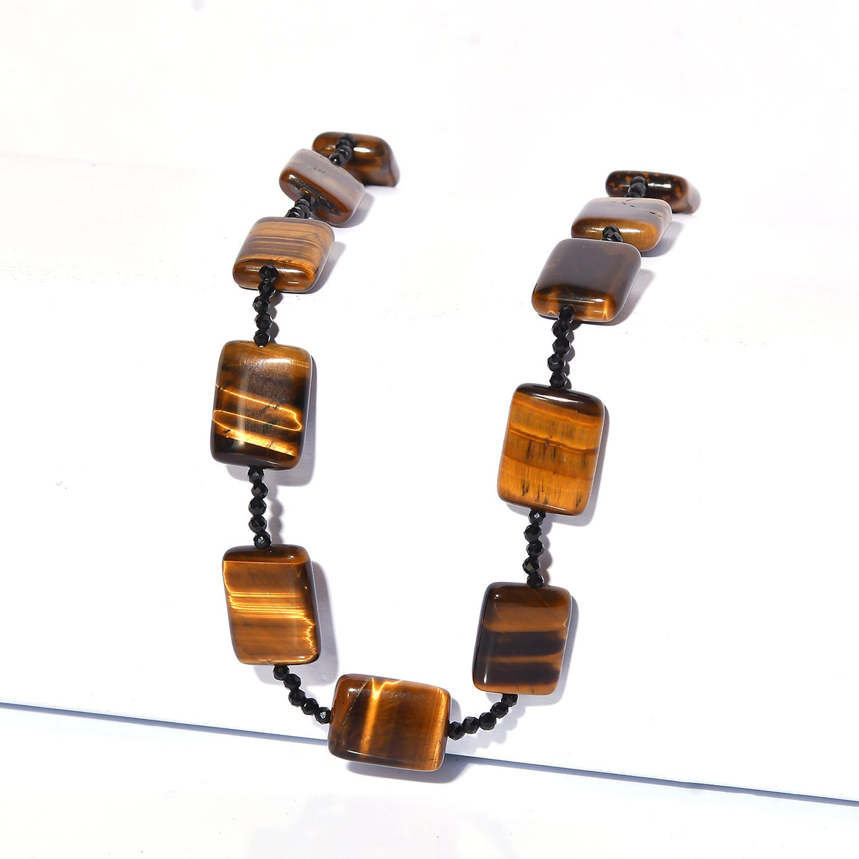 Tigers Eye &amp; Black Spinel Necklace (Size - 26) 280.00 Ct. V32362474 0