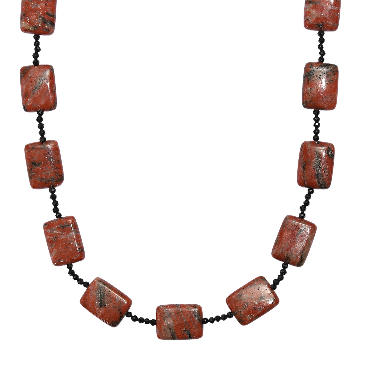 Red Jasper &amp; Black Spinel Necklace (Size - 26) 255.00 Ct. V32350244 4